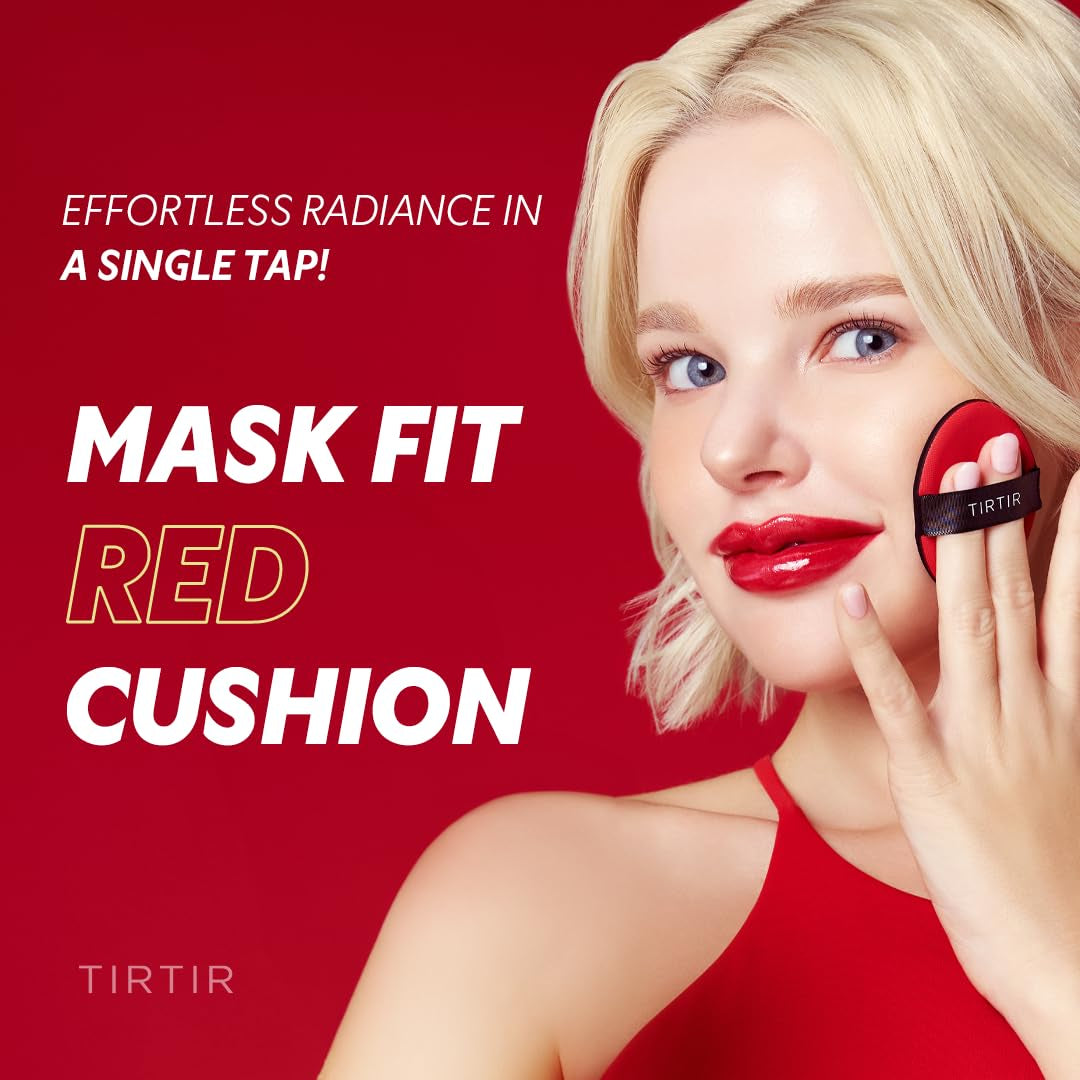 TIRTIR Mask Fit Red Cushion Foundation | Full Coverage, Weightless, Satin Glow Finish – 40 Shades Korean K-Beauty Foundation for All Skin Tones