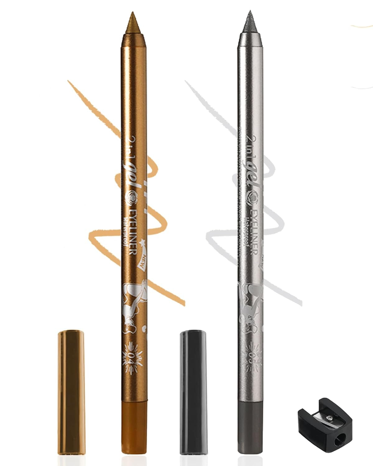 3-Piece Multi-Use Colored Gel Eyeliner Pencil Set | Long-Lasting Waterproof & Smudge proof Eyeliner, Eyeshadow & Lip Liner Pencils – Professional K-Beauty Eye Makeup Kit with Sharpener