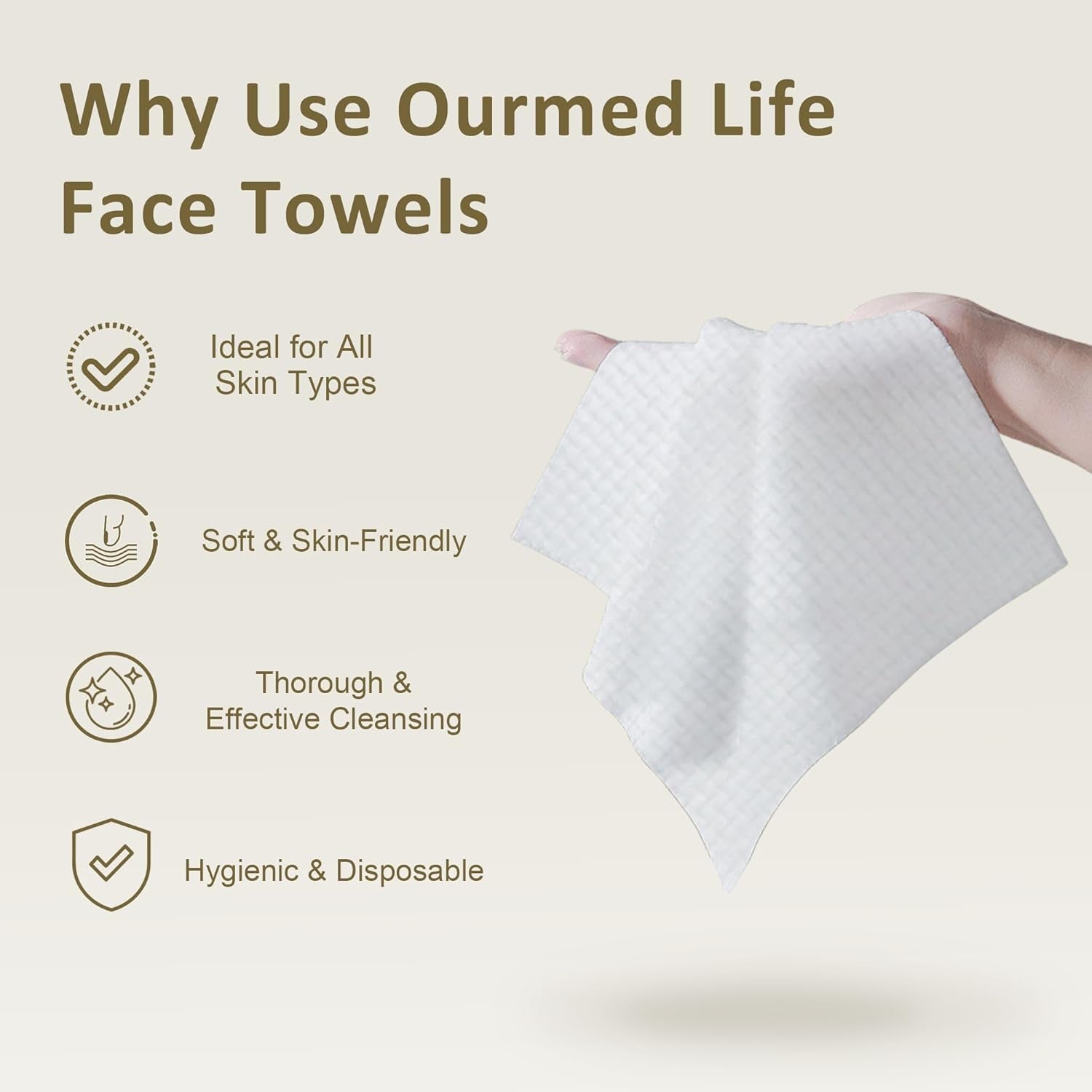 Biodegradable Disposable Facial Towels (10"x12") | Ultra-Soft Lint-Free Face Wipes for Sensitive Skin, Makeup Removal & Skincare – XL Size