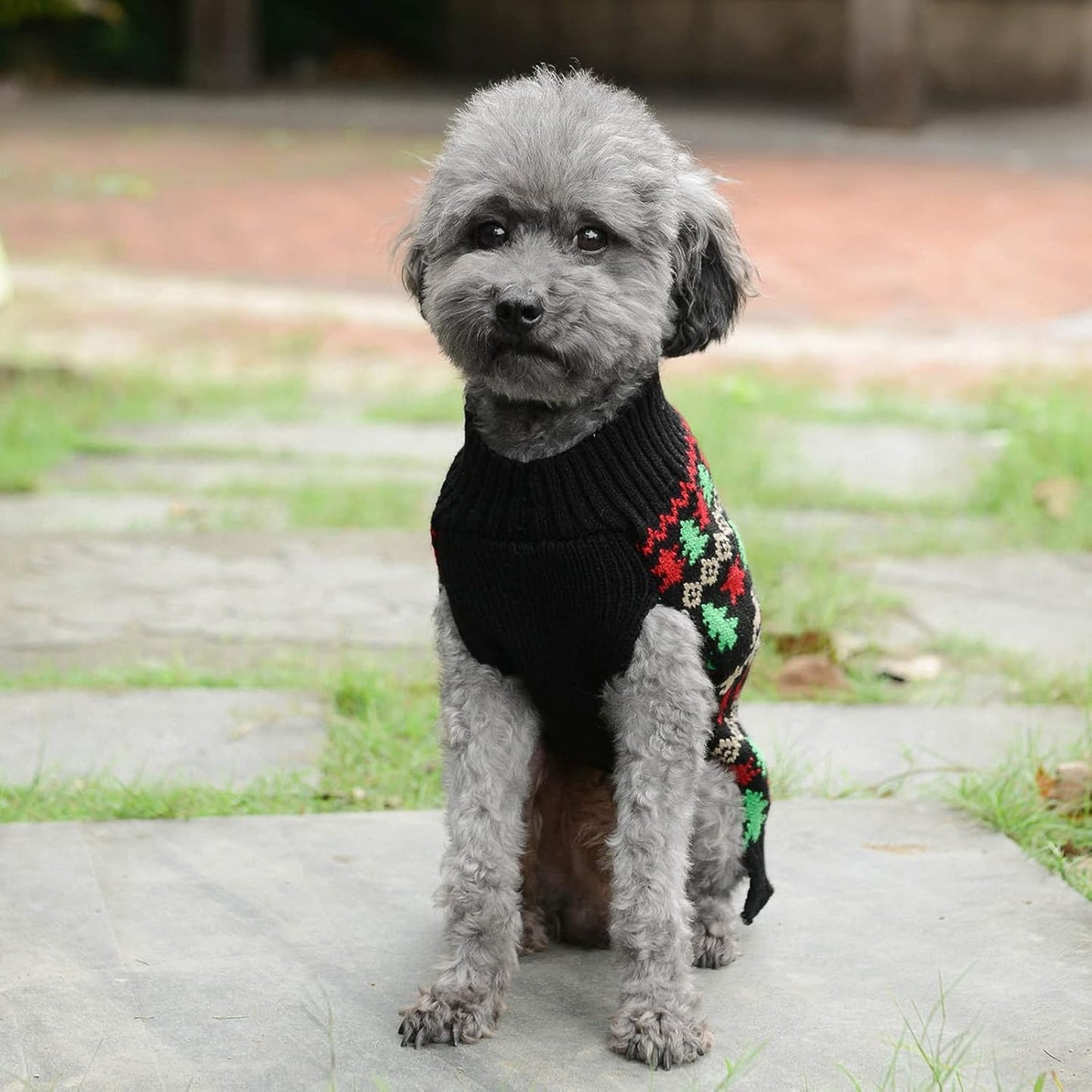 Cozy Christmas Dog Sweater - Stylish Black Peace Design for Small to Medium Dogs - Perfect Holiday Outfit for Your Furry Friend