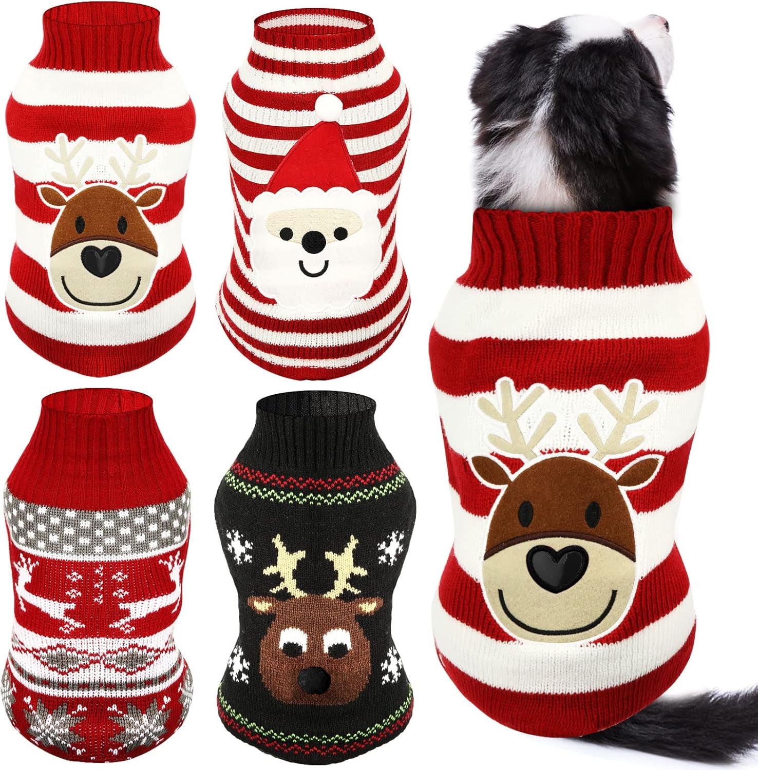 4 Adorable Christmas & Halloween Dog Sweaters - Perfect for Holiday Fun! - X-Large, Cute Patterns Included