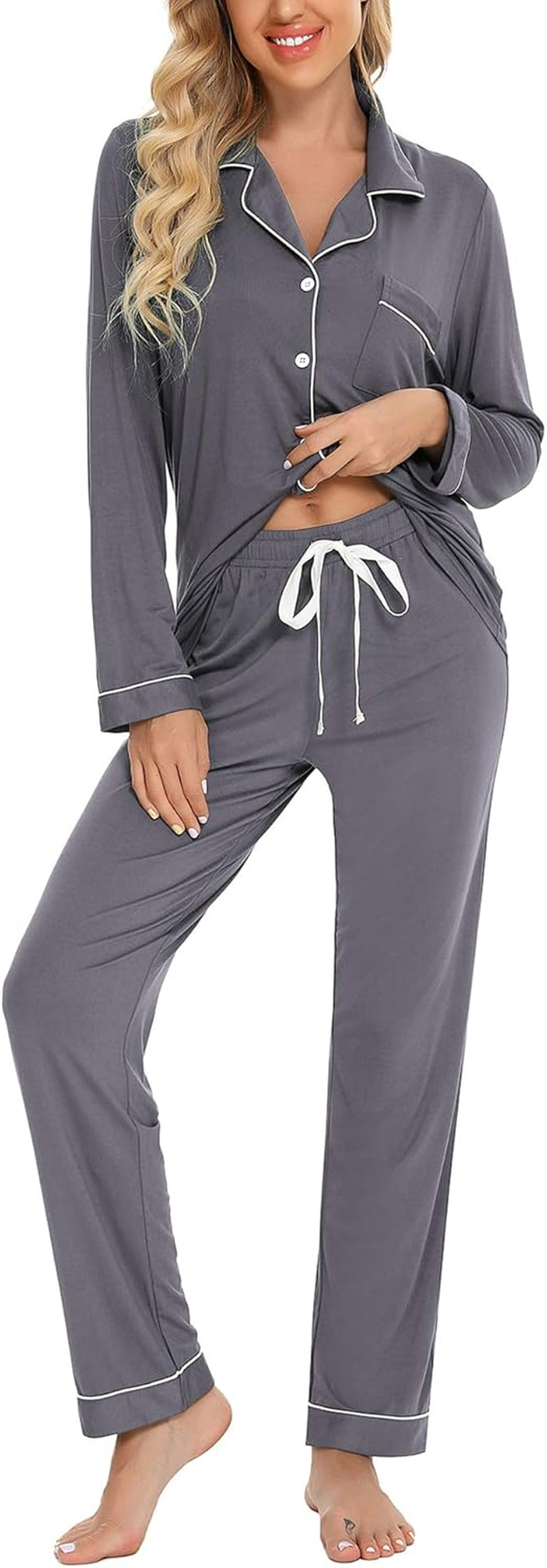 Luxuriously Soft Women's Button-Up Pajama Set - Cozy Long Sleeve Shirt and Pants Lounge Set in Elegant Green (Sizes S-XXL)
