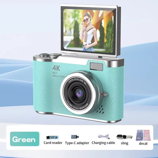 RENEAR 4K CCD Digital Camera – 48MP Compact Photography Camera with 8X Zoom and Flip Screen