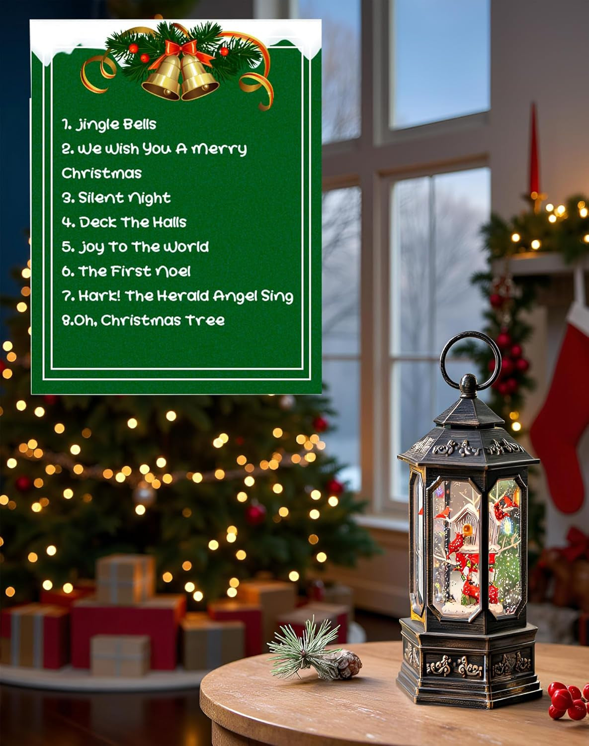 Sparkling 12" Christmas Snow Globe Lantern with Music Box - Perfect for Your Holiday Decor! 🎄✨🔋 #ChristmasVibes #HomeDecor