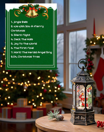 Sparkling 12" Christmas Snow Globe Lantern with Music Box - Perfect for Your Holiday Decor! 🎄✨🔋 #ChristmasVibes #HomeDecor