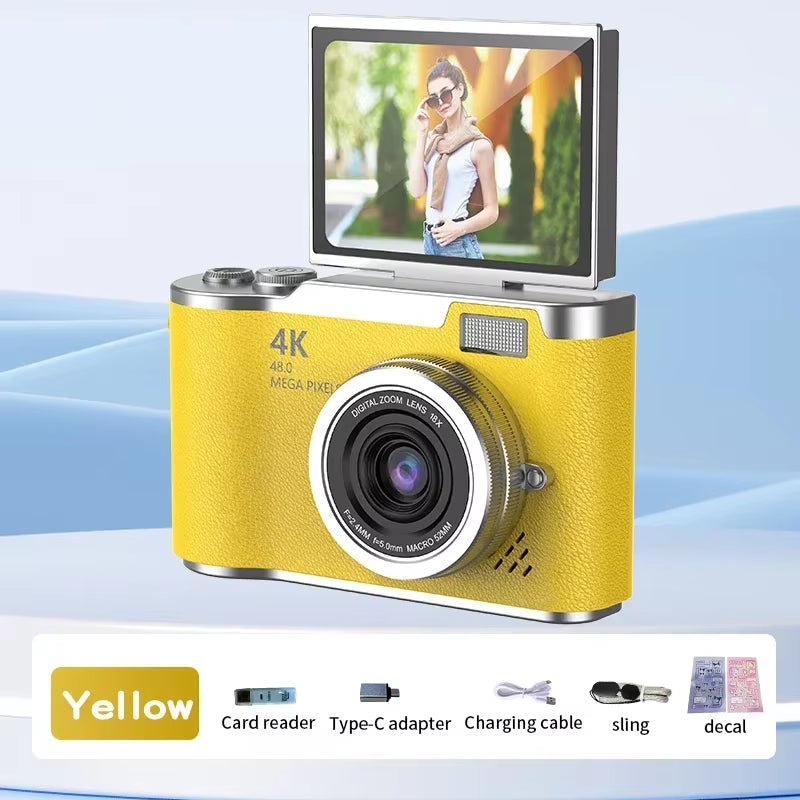 RENEAR 4K CCD Digital Camera – 48MP Compact Photography Camera with 8X Zoom and Flip Screen