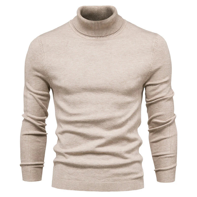 Men's Winter Turtleneck Sweater – Slim Fit Knit Pullover, Soft Stretch Ribbed Top in Solid Colors