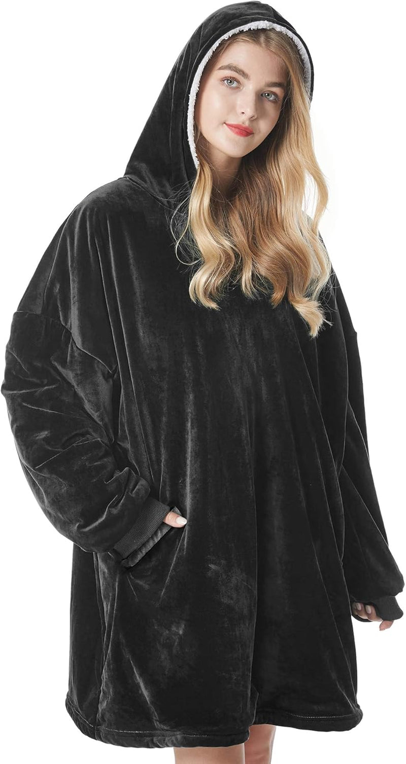 Oversized Wearable Blanket Hoodie – Ultra Soft Sherpa Fleece Sweatshirt, One Size Cozy Gift for Women & Men