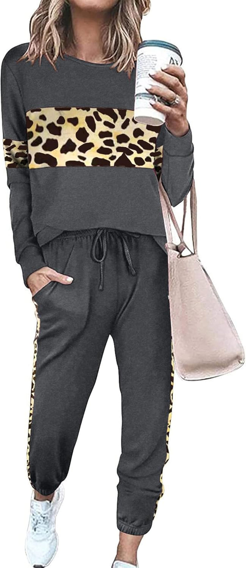 Womens 2 Piece Lounge Set 2025: Long Sleeve Top and High Waisted Sweatpants for Fall Fashion and Travel