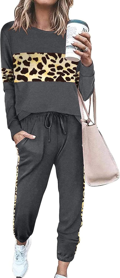 Womens 2 Piece Lounge Set 2025: Long Sleeve Top and High Waisted Sweatpants for Fall Fashion and Travel