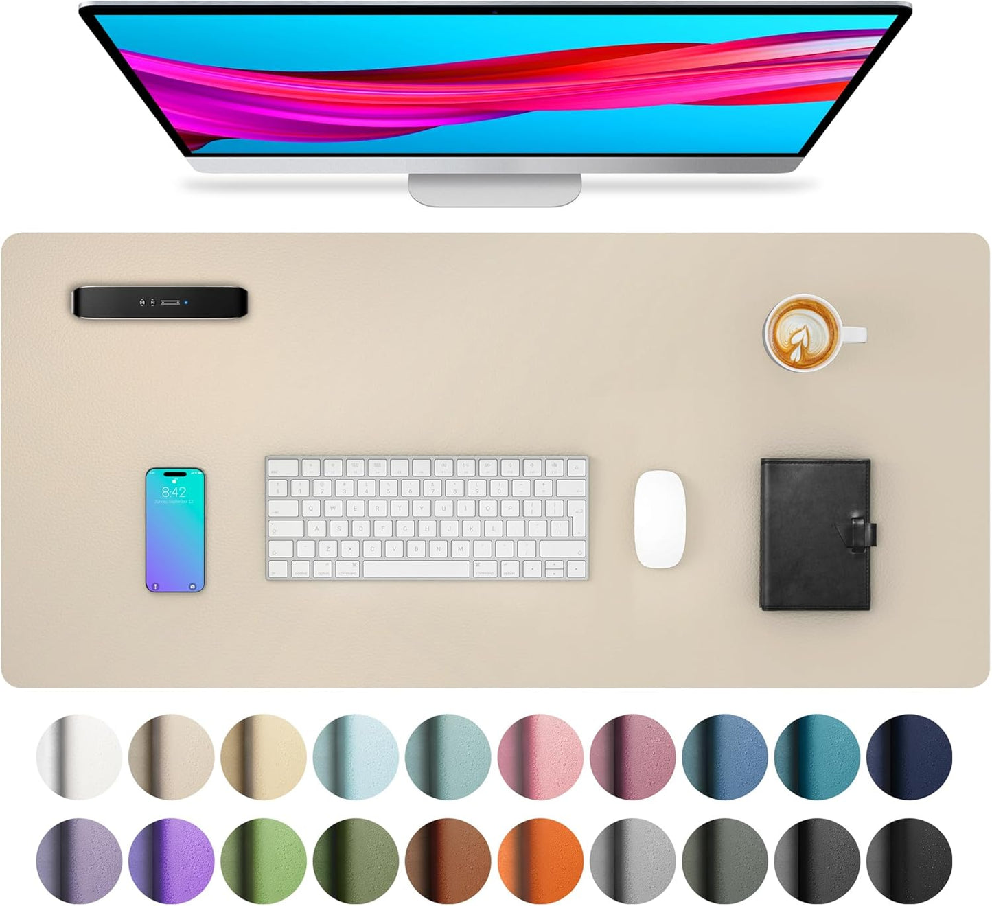 Stylish Fairy Pink Leather Desk Pad Protector - Non-Slip PU Leather Mouse Pad & Office Mat for Ultimate Workspace Organization