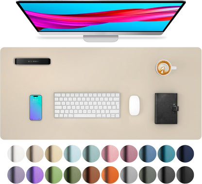 Stylish Fairy Pink Leather Desk Pad Protector - Non-Slip PU Leather Mouse Pad & Office Mat for Ultimate Workspace Organization