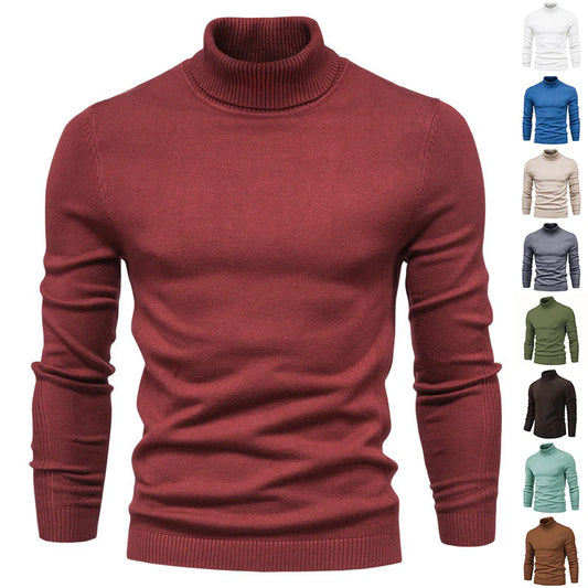Men's Winter Turtleneck Sweater – Slim Fit Knit Pullover, Soft Stretch Ribbed Top in Solid Colors