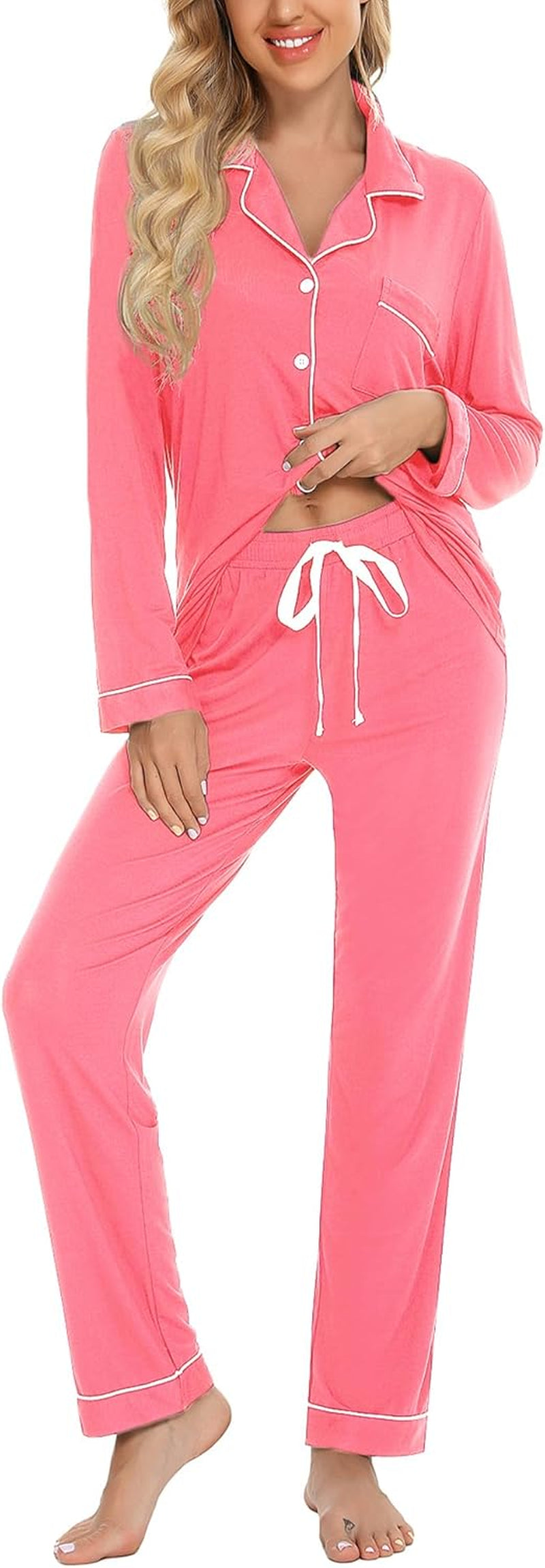 Luxuriously Soft Women's Button-Up Pajama Set - Cozy Long Sleeve Shirt and Pants Lounge Set in Elegant Green (Sizes S-XXL)