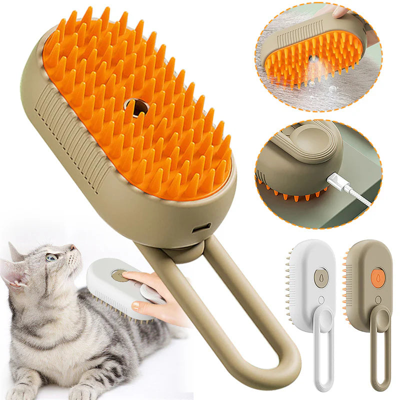 3-in-1 Steam Spray Pet Grooming Brush – Cat & Dog Hair Care Solution