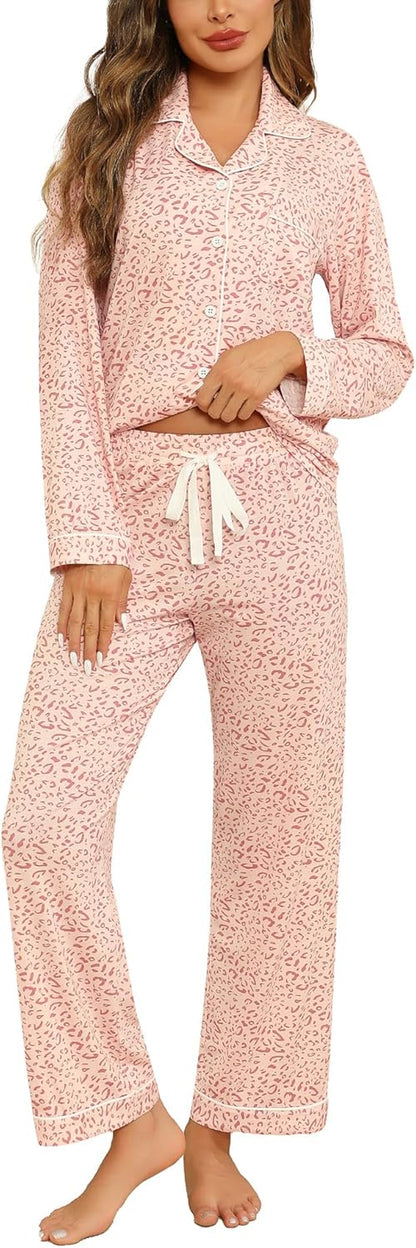 Luxuriously Soft Women's Button-Up Pajama Set - Cozy Long Sleeve Shirt and Pants Lounge Set in Elegant Green (Sizes S-XXL)