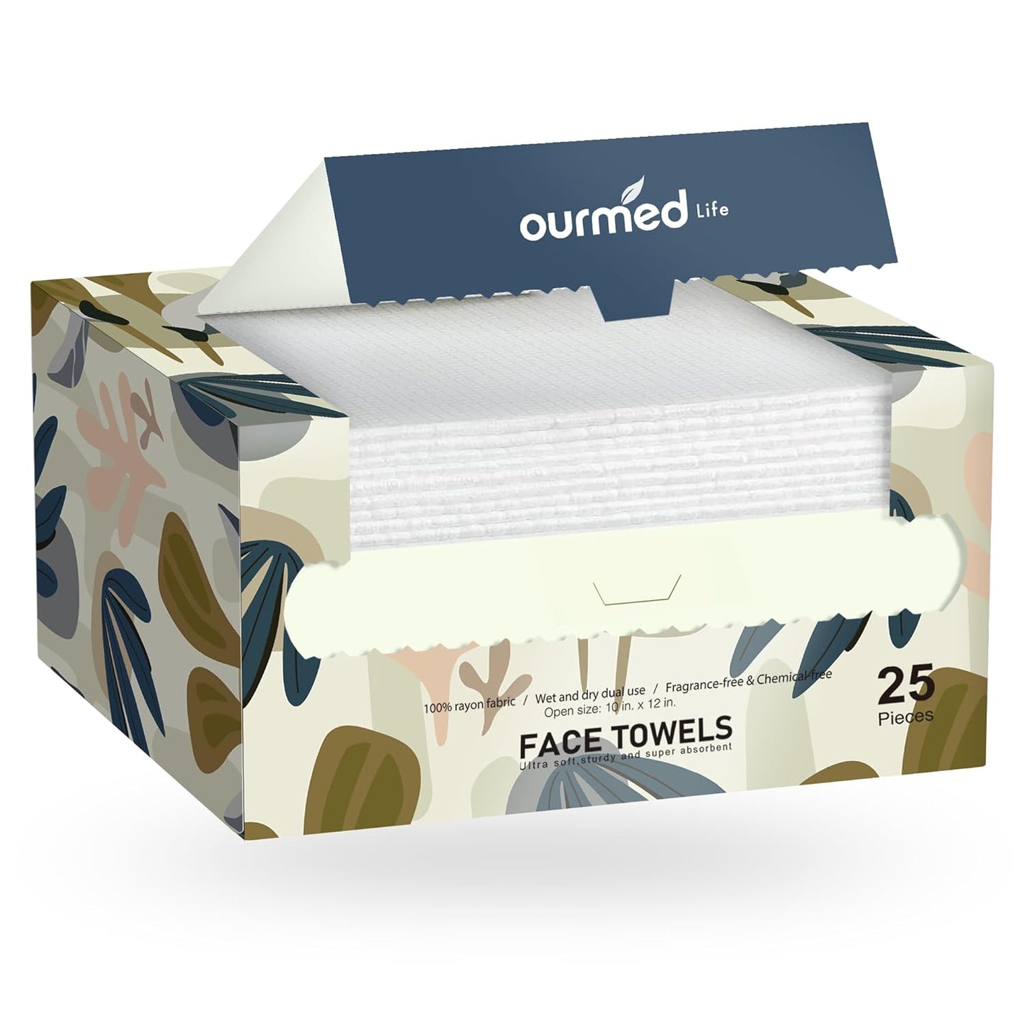 Biodegradable Disposable Facial Towels (10"x12") | Ultra-Soft Lint-Free Face Wipes for Sensitive Skin, Makeup Removal & Skincare – XL Size