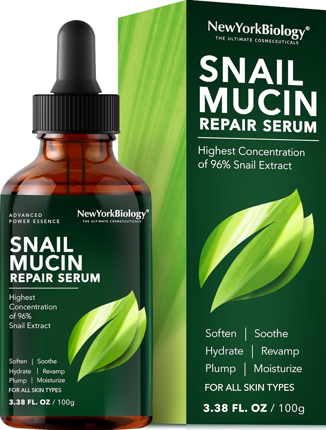 96% Korean Snail Mucin Serum | Hydrating & Repairing Anti-Aging Face Essence for Smooth, Radiant Skin