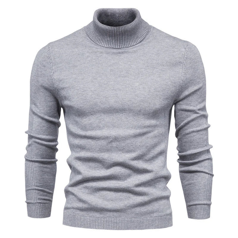 Men's Winter Turtleneck Sweater – Slim Fit Knit Pullover, Soft Stretch Ribbed Top in Solid Colors
