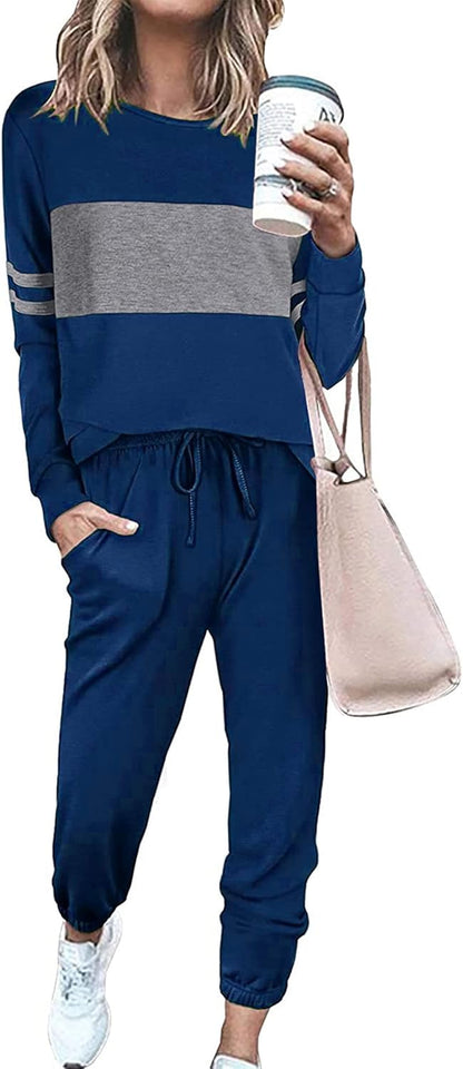 Womens 2 Piece Lounge Set 2025: Long Sleeve Top and High Waisted Sweatpants for Fall Fashion and Travel