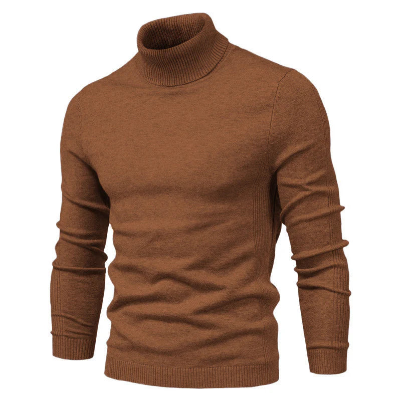Men's Winter Turtleneck Sweater – Slim Fit Knit Pullover, Soft Stretch Ribbed Top in Solid Colors