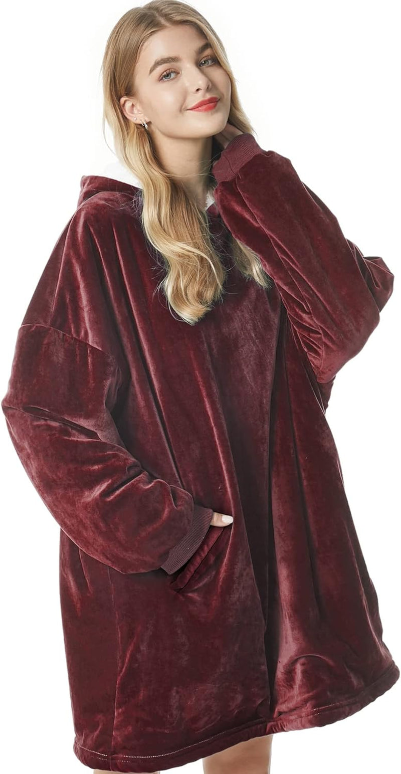 Oversized Wearable Blanket Hoodie – Ultra Soft Sherpa Fleece Sweatshirt, One Size Cozy Gift for Women & Men
