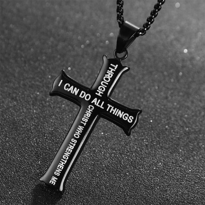 Inspirational Stainless Steel Pendant Necklace – Philippians 4:13