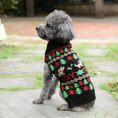 Cozy Christmas Dog Sweater - Stylish Black Peace Design for Small to Medium Dogs - Perfect Holiday Outfit for Your Furry Friend