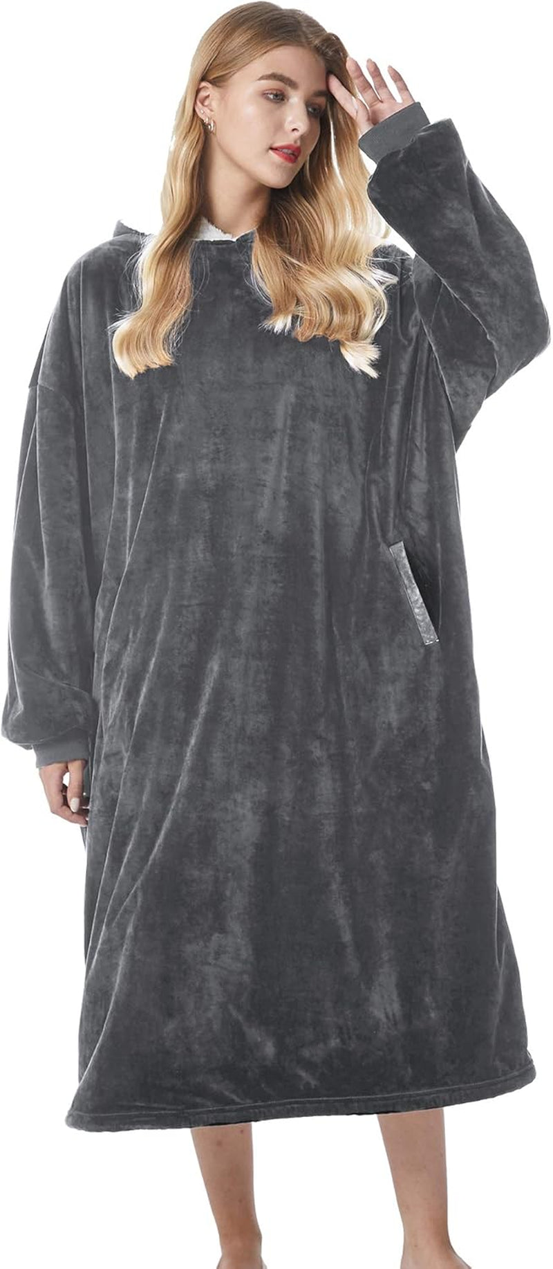 Oversized Wearable Blanket Hoodie – Ultra Soft Sherpa Fleece Sweatshirt, One Size Cozy Gift for Women & Men