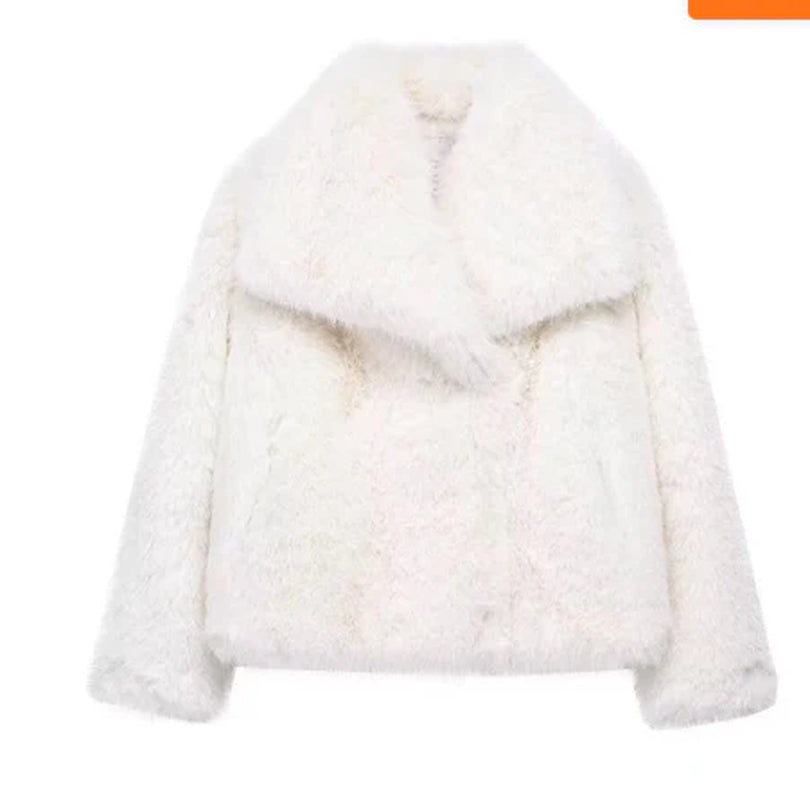 Stay Cozy and Chic with Our Winter Plush Coat - Stylish Long Sleeve Lapel Outwear for Women