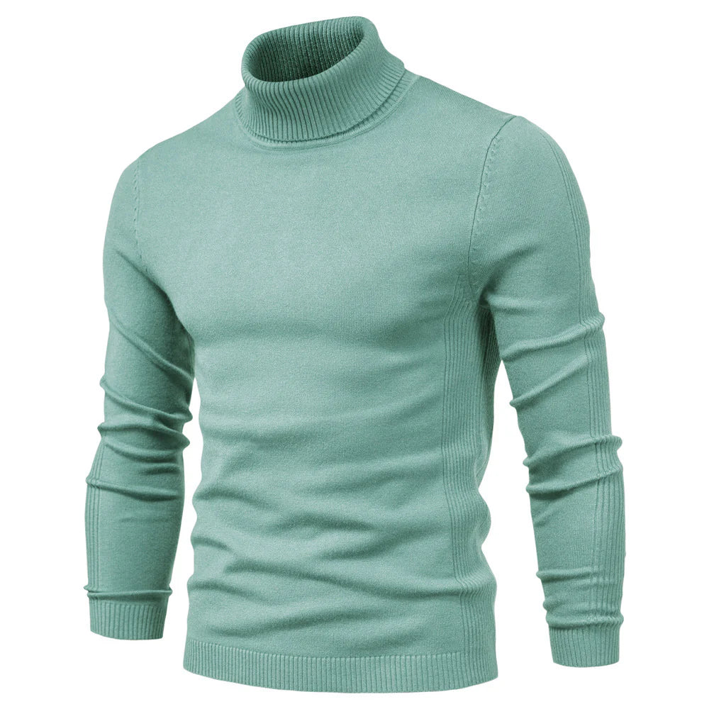 Men's Winter Turtleneck Sweater – Slim Fit Knit Pullover, Soft Stretch Ribbed Top in Solid Colors