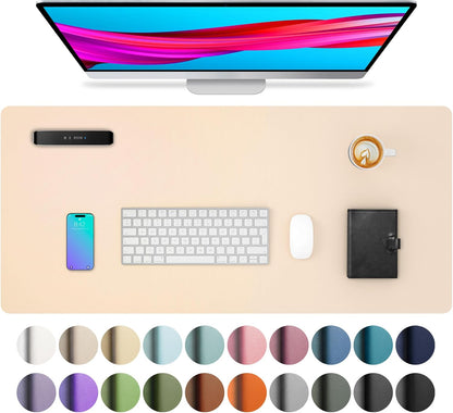 Stylish Fairy Pink Leather Desk Pad Protector - Non-Slip PU Leather Mouse Pad & Office Mat for Ultimate Workspace Organization