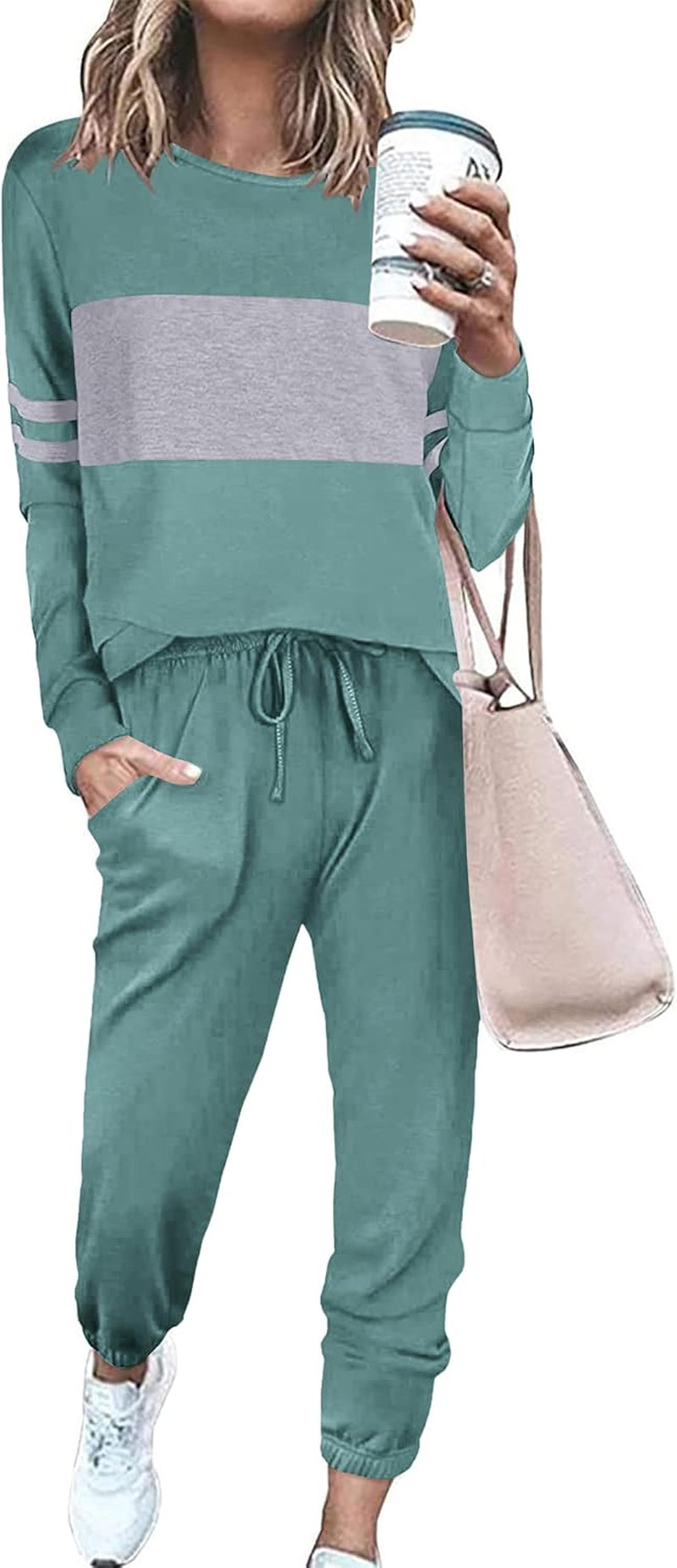 Womens 2 Piece Lounge Set 2025: Long Sleeve Top and High Waisted Sweatpants for Fall Fashion and Travel