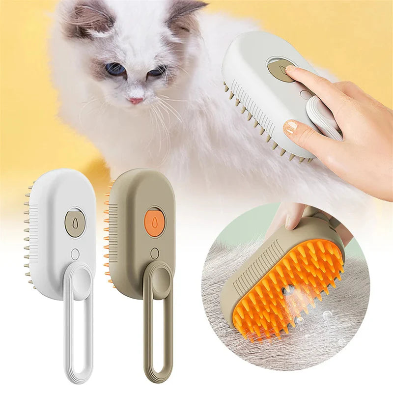 3-in-1 Steam Spray Pet Grooming Brush – Cat & Dog Hair Care Solution