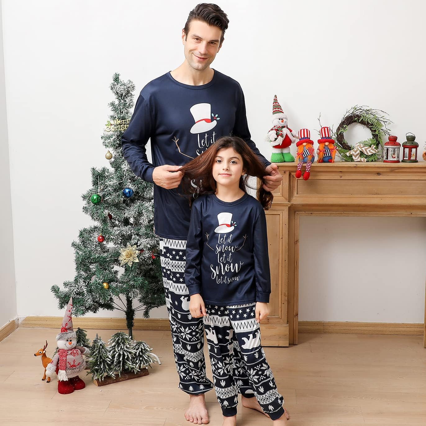 Cozy Matching Christmas Pajamas for the Whole Family - Fun Let It Snow Print Tops with Classic Plaid Pants