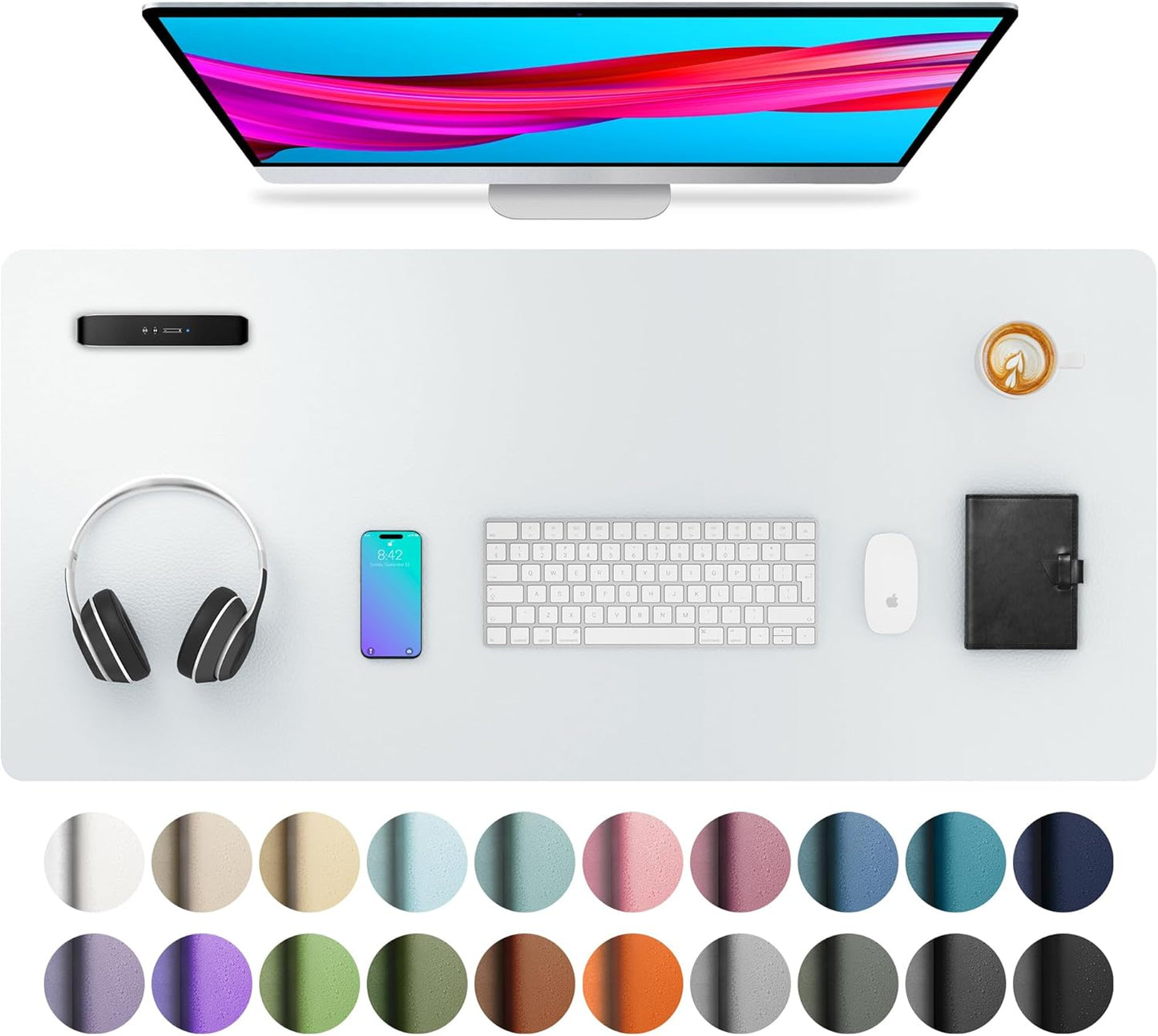 Stylish Fairy Pink Leather Desk Pad Protector - Non-Slip PU Leather Mouse Pad & Office Mat for Ultimate Workspace Organization