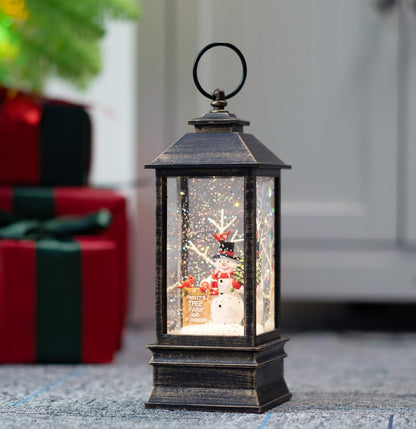 Sparkling 12" Christmas Snow Globe Lantern with Music Box - Perfect for Your Holiday Decor! 🎄✨🔋 #ChristmasVibes #HomeDecor