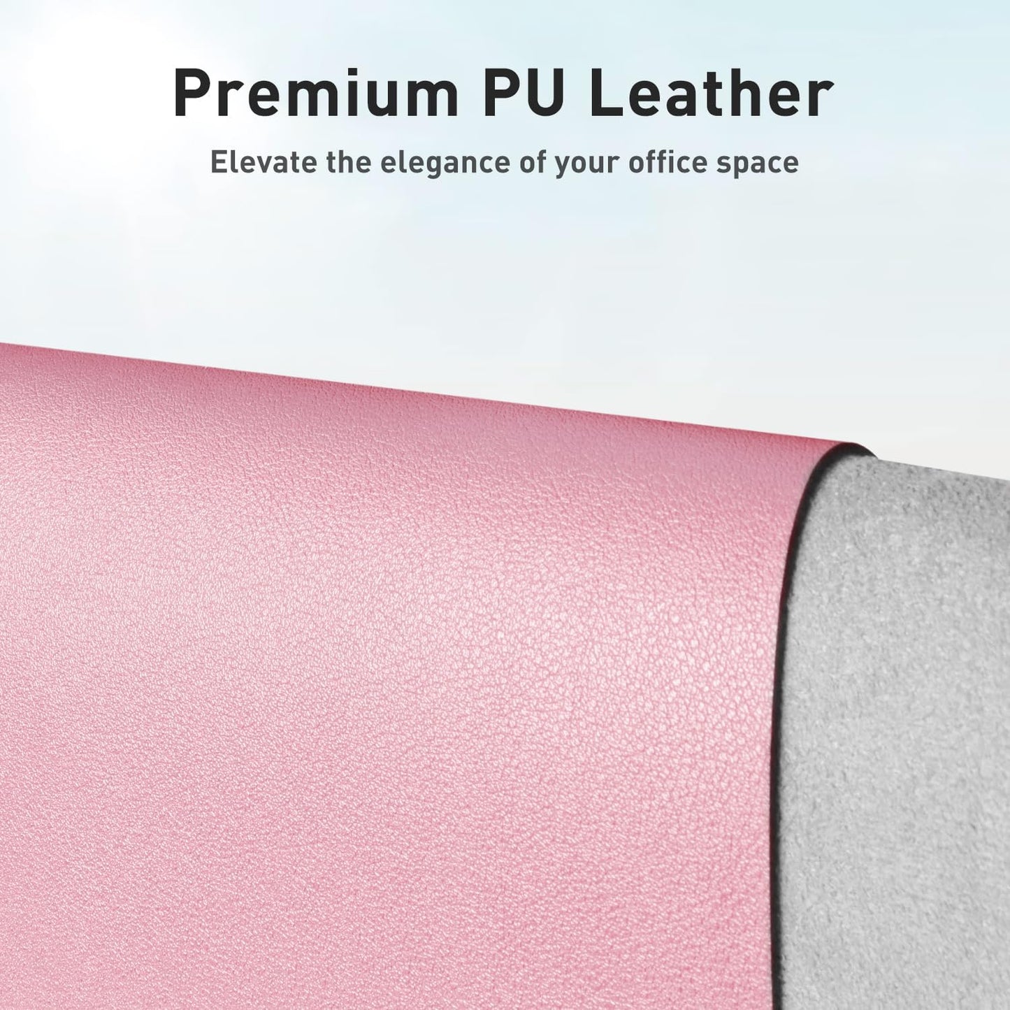 Stylish Fairy Pink Leather Desk Pad Protector - Non-Slip PU Leather Mouse Pad & Office Mat for Ultimate Workspace Organization