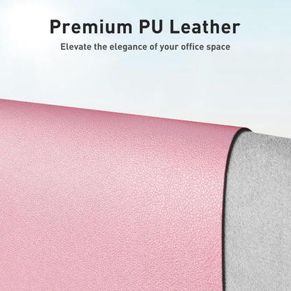 Stylish Fairy Pink Leather Desk Pad Protector - Non-Slip PU Leather Mouse Pad & Office Mat for Ultimate Workspace Organization