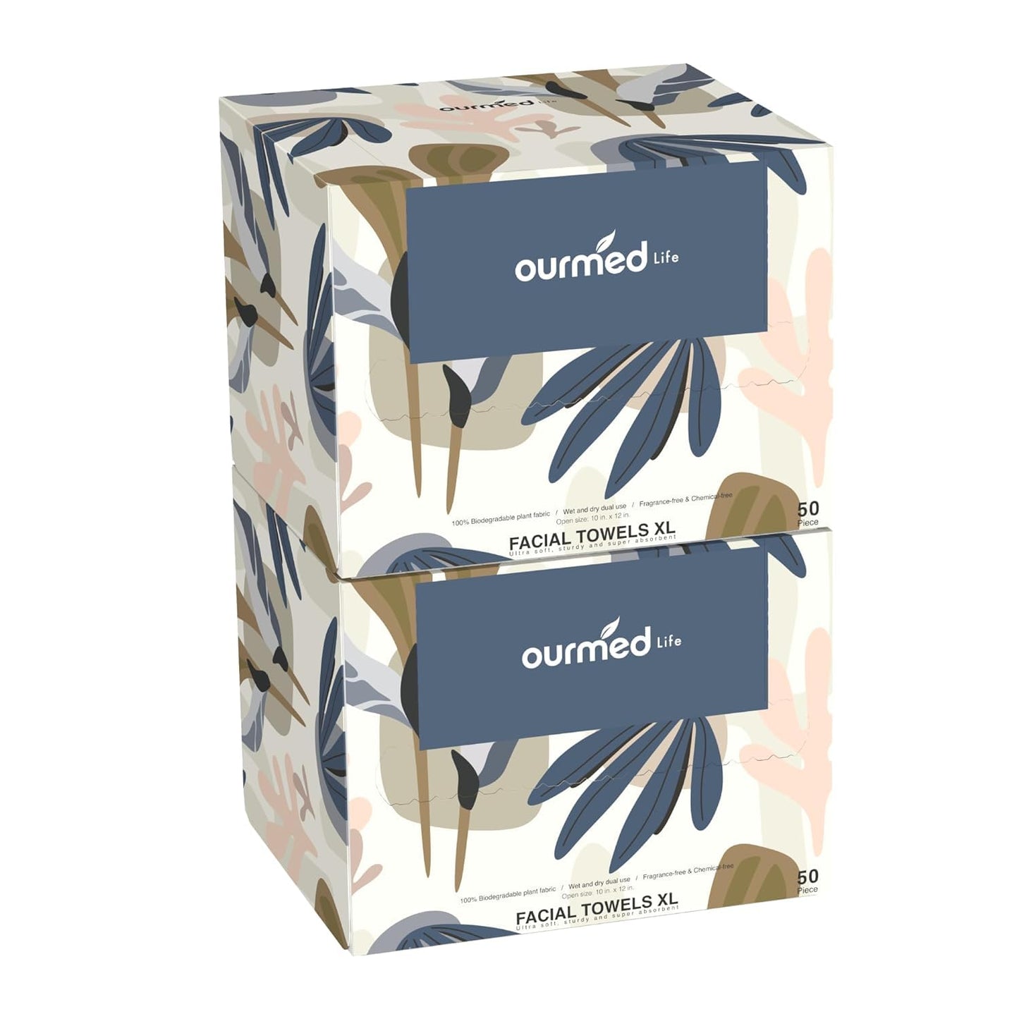 Biodegradable Disposable Facial Towels (10"x12") | Ultra-Soft Lint-Free Face Wipes for Sensitive Skin, Makeup Removal & Skincare – XL Size