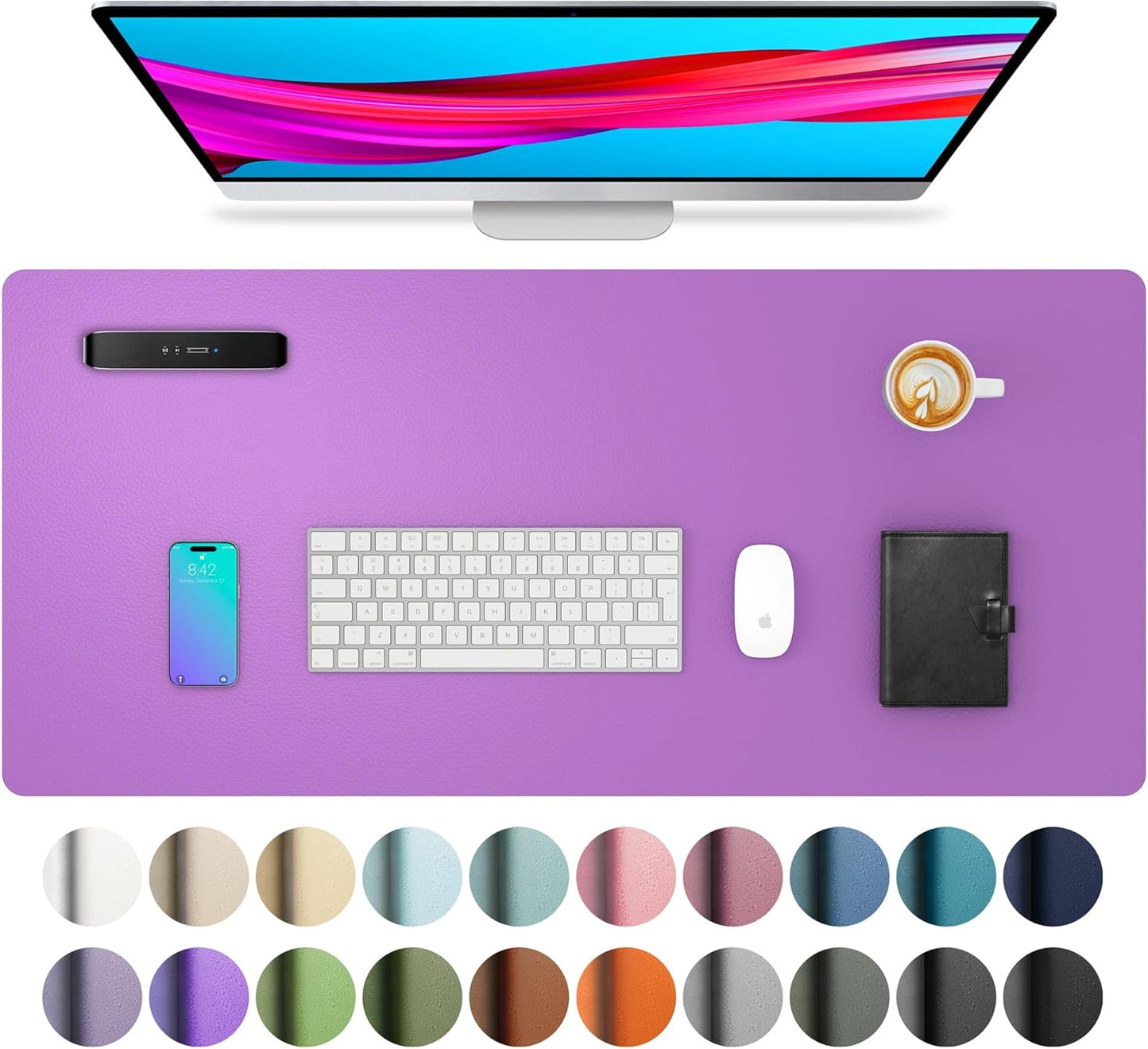 Stylish Fairy Pink Leather Desk Pad Protector - Non-Slip PU Leather Mouse Pad & Office Mat for Ultimate Workspace Organization