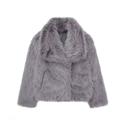 Stay Cozy and Chic with Our Winter Plush Coat - Stylish Long Sleeve Lapel Outwear for Women