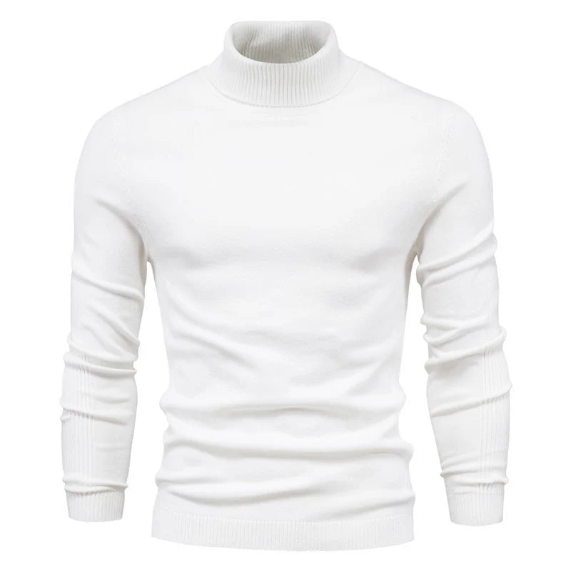 Men's Winter Turtleneck Sweater – Slim Fit Knit Pullover, Soft Stretch Ribbed Top in Solid Colors