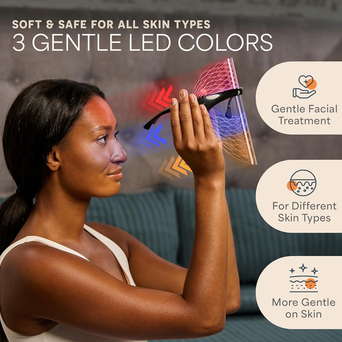 LED Silicone Face Mask | 3-Color Light Therapy Device for Anti-Aging, Radiance & Clear Skin – Portable At-Home Facial Tool