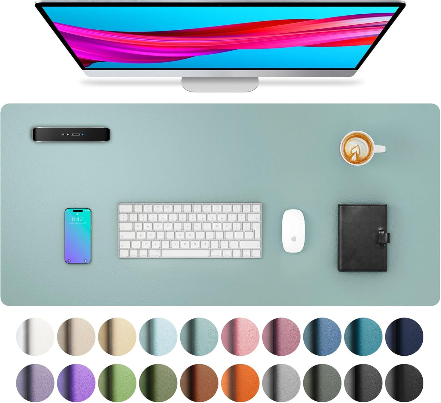 Stylish Fairy Pink Leather Desk Pad Protector - Non-Slip PU Leather Mouse Pad & Office Mat for Ultimate Workspace Organization