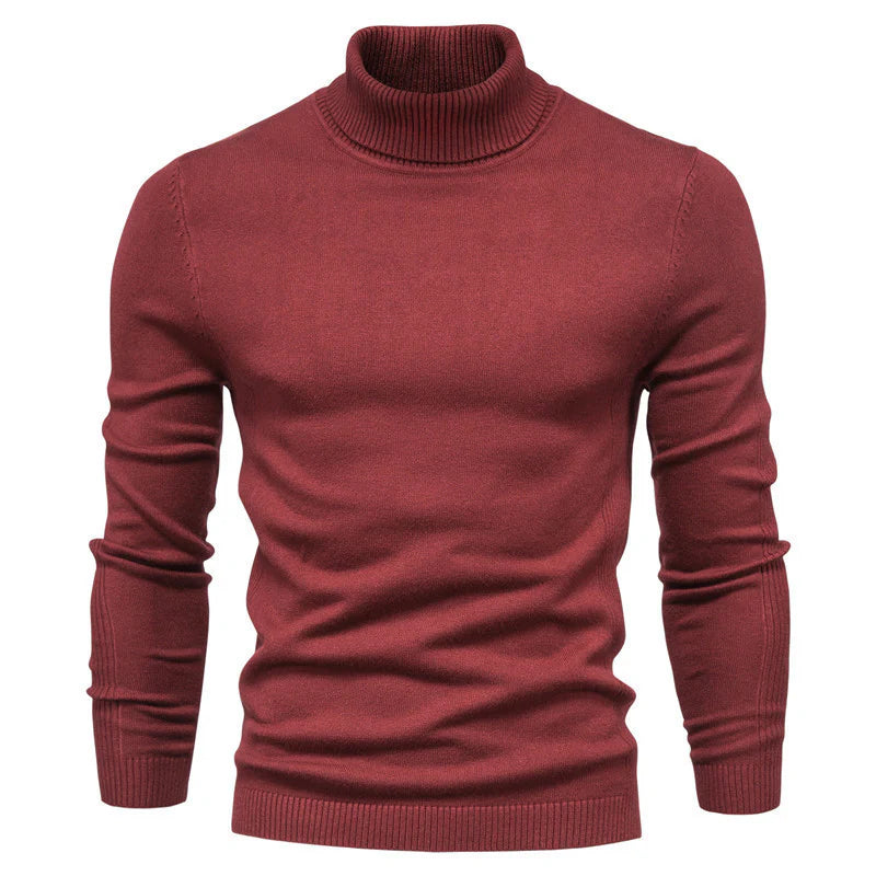 Men's Winter Turtleneck Sweater – Slim Fit Knit Pullover, Soft Stretch Ribbed Top in Solid Colors
