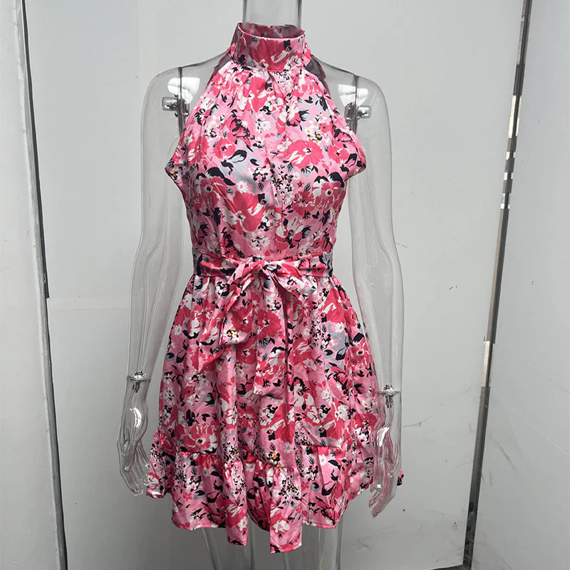 Floral Halterneck Ruffled Dress – Summer Elegance Redefined