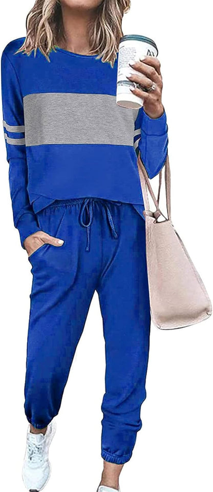 Womens 2 Piece Lounge Set 2025: Long Sleeve Top and High Waisted Sweatpants for Fall Fashion and Travel