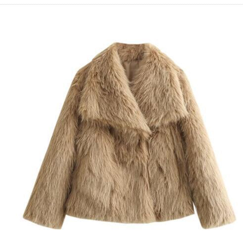 Stay Cozy and Chic with Our Winter Plush Coat - Stylish Long Sleeve Lapel Outwear for Women