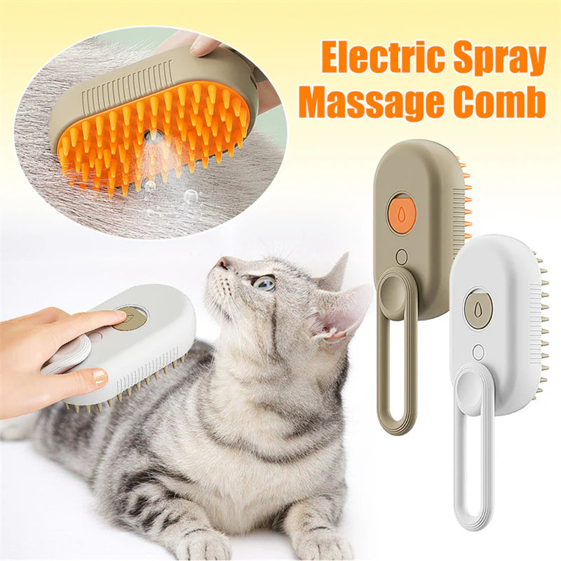 3-in-1 Steam Spray Pet Grooming Brush – Cat & Dog Hair Care Solution